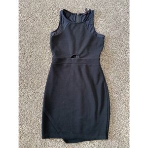 Material Girl Black Sleeveless Sheer Back/Straps Zipper Back Dress - M